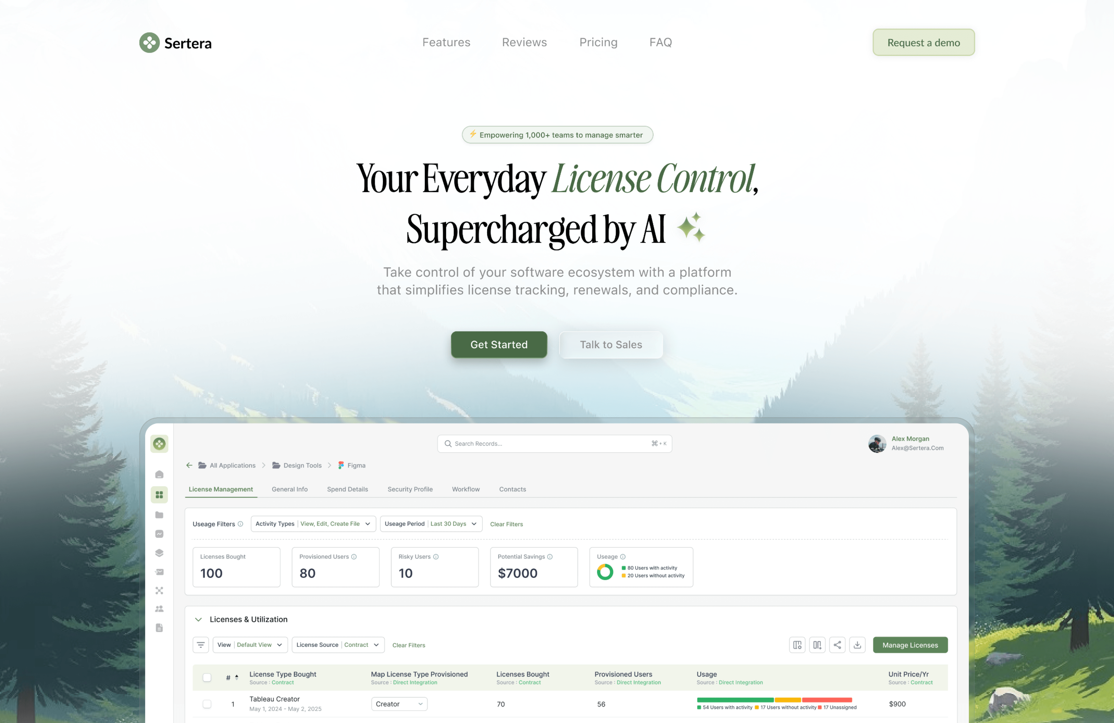 Serteraa landing page design showcasing product features and branding